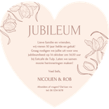 Hartvormige jubileumkaart 50 jaar met vintage bloemen Achterkant