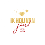 Hartvormige valentijnskaart goud hartjes liefste vrouw rood Achterkant