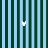 Hip trendy geboortekaartje gestreept blauwgroen hartje goud Achterkant