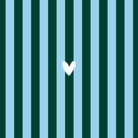 Hip trendy geboortekaartje gestreept blauwgroen hartje goud Achterkant