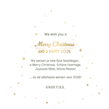 Internationale kerstkaart kerstgroet in verschillende talen Achterkant