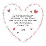 Internationale valentijnskaart in hartvorm met eigen foto Achterkant