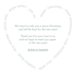 Internationale zakelijke kerstkaart hartvorm met talen Achterkant