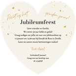 Jubileum uitnodiging hartvorm liefde gouden huwelijk foto's Achterkant