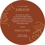 Jubileumkaart rond koper huwelijk met vintage tulpen Achterkant