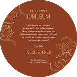 Jubileumkaart rond koper huwelijk met vintage tulpen Achterkant
