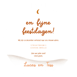 Kerst verhuiskaart kerstbal vorm roest maan Achterkant