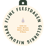 Kerstbal foto kerstkaart lila blokjespatroon met kerstbomen Achterkant