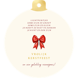 Kerstbal fotocollage gouden kerstkrans met rode strik Achterkant