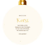 Kerstbal kaart hert met roodborstje in sprankelend bos Achterkant