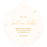 Kerstbal kerstkaart uiltje licht en liefde voor 2026 Achterkant