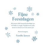 Kerstbal kerstkaarten met grote foto en sneeuwvlokken Achterkant