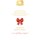 Kerstbalkaart fotocollage met kerstkrans en rode strik Achterkant