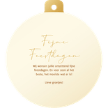 Kerstbalvorm kaart Fijne Feestdagen sneeuwvlok typografie Achterkant