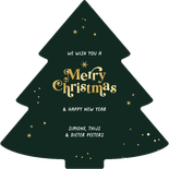 Kerstboom fotokaart merry christmas goud sterren Achterkant