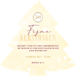 Kerstboom kaart zakelijk met logo kerstbal en sterren Achterkant