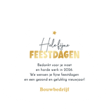 Kerstboom kerstkaart bouwbedrijf gereedschap sterren goud Achterkant