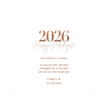 Kerstkaart beige fotocollage met jaartal 2026 happy holidays Achterkant