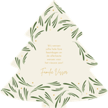 Kerstkaart botanische takjes met gouden tekst kerstboom Achterkant
