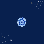 Kerstkaart delfts blauw bloemen sprankelend sterren stijlvol Achterkant