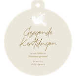 Kerstkaart duif vrede kerstbal vorm Achterkant