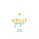 Kerstkaart foto kerstboom sprankelend sterretjes verf Achterkant