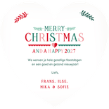 Kerstkaart hartvorm met Scandinavische kerst illustraties Achterkant