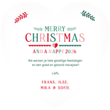 Kerstkaart hartvorm met Scandinavische kerst illustraties Achterkant