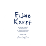 Kerstkaart in kerstbalvorm blauwe tekeningen fijne kerst Achterkant