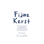 Kerstkaart in kerstbalvorm blauwe tekeningen fijne kerst Achterkant