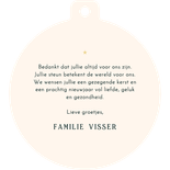 Kerstkaart jullie zijn goud waard rood in kerstbalvorm Achterkant