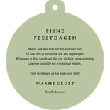 Kerstkaart kerstbal bedankt kerstkrans lichtjes goud Achterkant