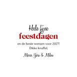 Kerstkaart kerstbal dieren stokstaartjes grappig vrolijk Achterkant