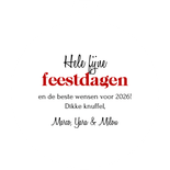 Kerstkaart kerstbal dieren stokstaartjes grappig vrolijk Achterkant