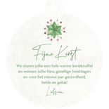 Kerstkaart kerstbal met kerstster van waterverf takjes  Achterkant