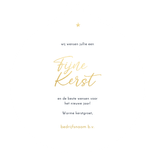 Kerstkaart kerstbal vorm spetters sterren goud Achterkant