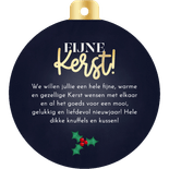 Kerstkaart kerstbalvorm kerstballen kerstkrans Fijne Kerst! Achterkant