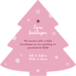 Kerstkaart kerstboom sneeuwlokken foto fijne feestdagen Achterkant