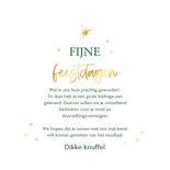 Kerstkaart kerstboom vorm goud waard sterren Achterkant