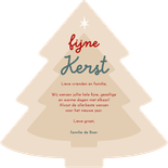 Kerstkaart kerstboom warme kerst illustraties beige Achterkant
