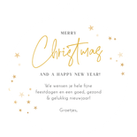 Kerstkaart met eigen grote foto uitgesneden in kerstbal vorm Achterkant