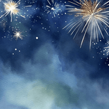 Kerstkaart met geschilderd vuurwerk foto in kerstbal blauw Achterkant