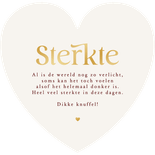 Kerstkaart sterkte tijdens de feestdagen hartvorm goud rood Achterkant