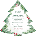 Kerstkaartje hulst en takjes in kerstboomvorm  Achterkant