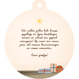 Kerstkaartje kerstbalvorm illustratie egel kerstboom knus Achterkant