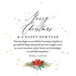 Klassieke kerstkaart kerstkrans foto sterren goudlook  Achterkant