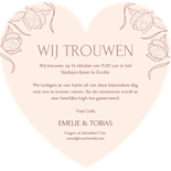 Klassieke trouwkaart met vintage tulpen in vorm van hartje Achterkant