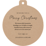 Kraft kerstkaart in kerstbal vorm met grote foto Achterkant