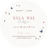 Lief geboortekaartje konijntje plantjes vlinder en hartjes Achterkant