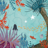 Lief geboortekaartje onderwater landschap oceaan Achterkant